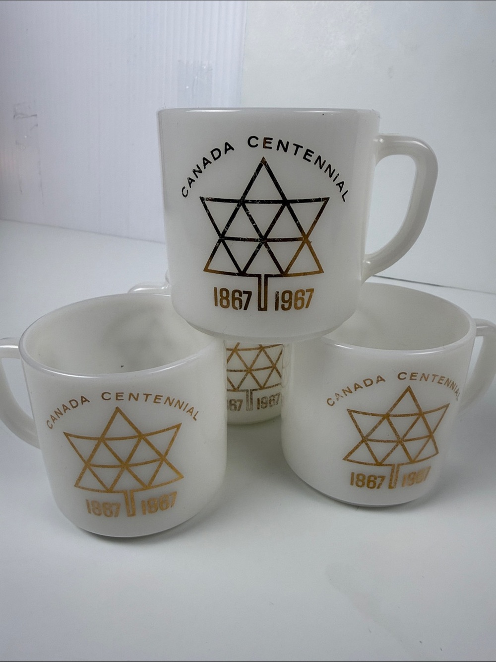 Vintage Canada Centennial Gold Accent White Mug - 1867–1967 Commemorative
